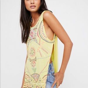 Free People Hot To Trot Tank tunic beaded top beach cover